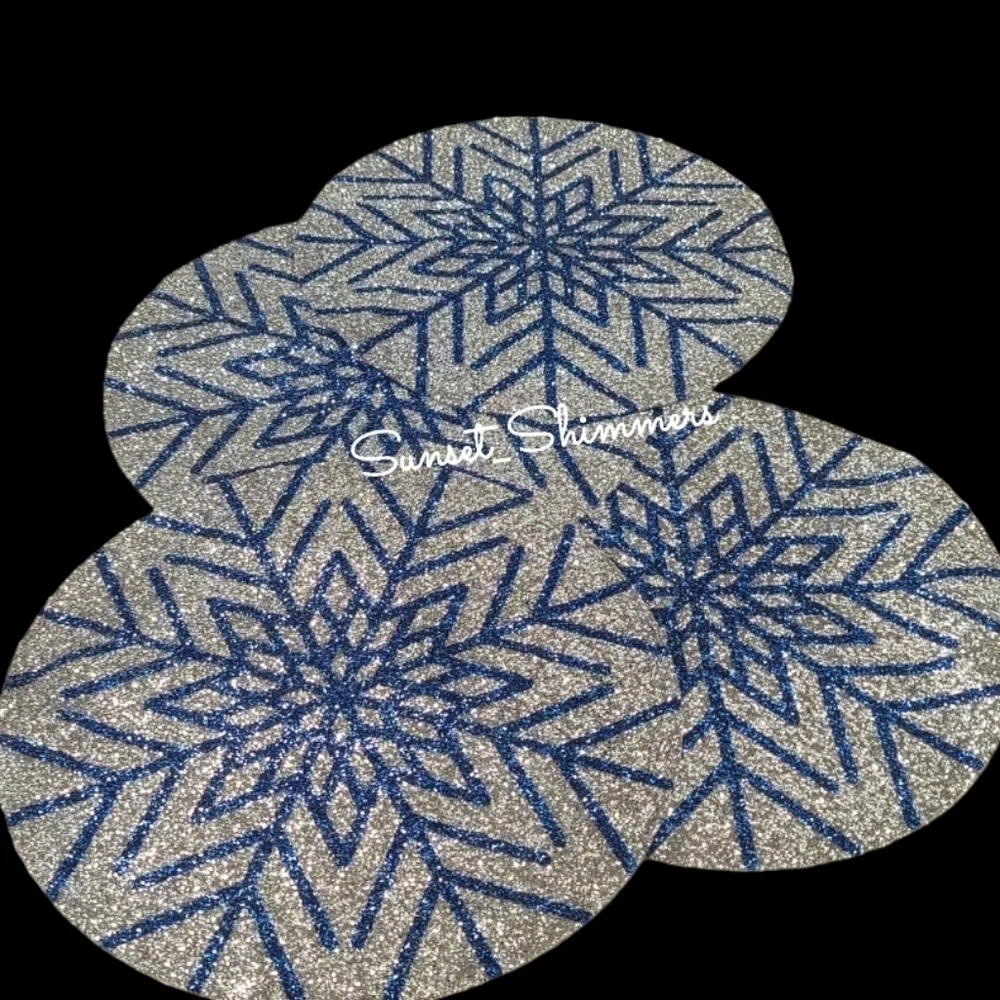 x4 Sparkles Home Snowflake Luminous Rhinestone Christmas Placemats Chargers New